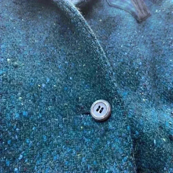 Made in Italy Wool Buttoned Blazer Coat Jacket Speckled Green Black IT 44 US 10 - Picture 5 of 7